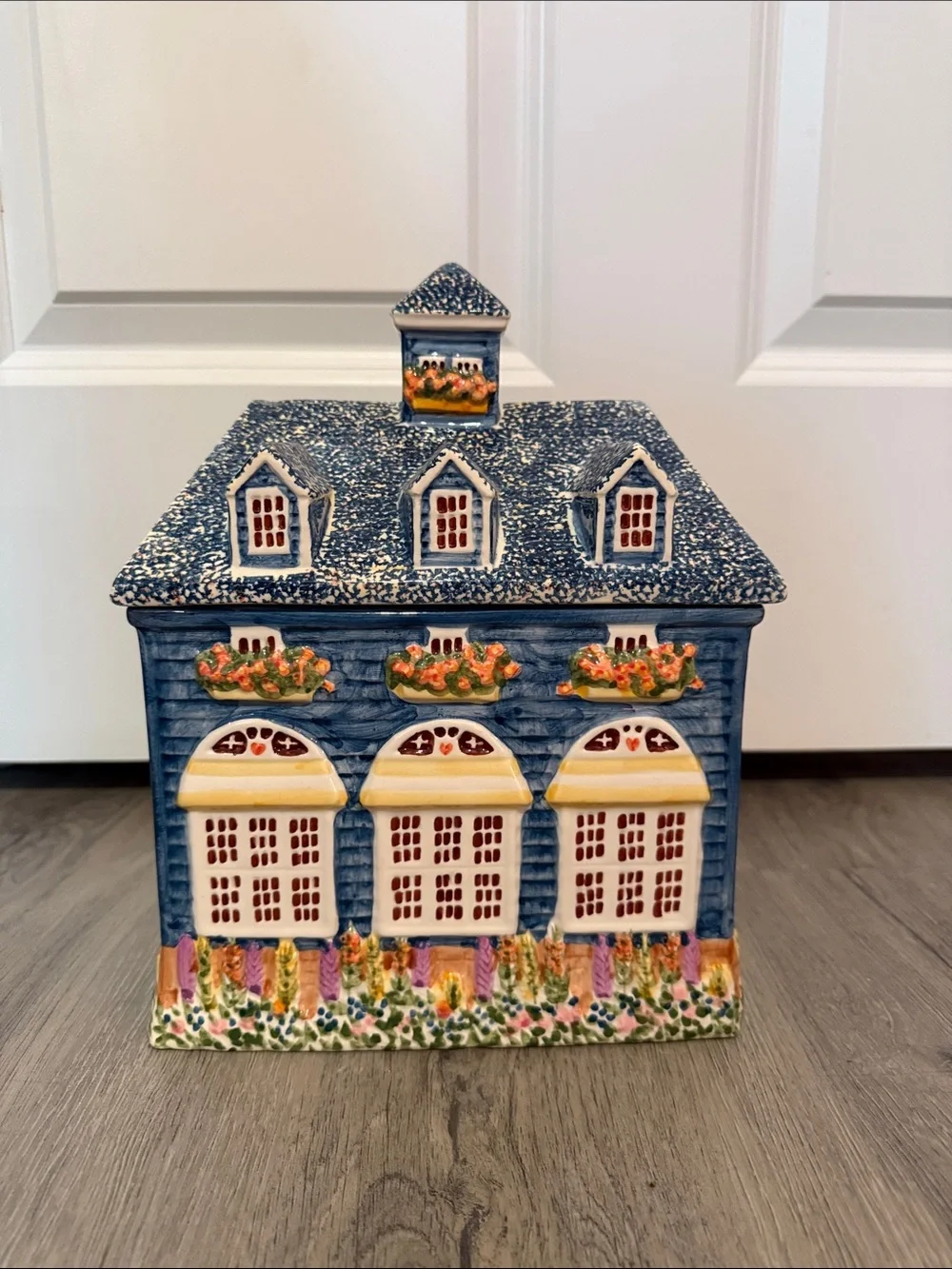 Preferred Stock Blue Cottage Cookie Jar | Country House Ceramic Canister 💕